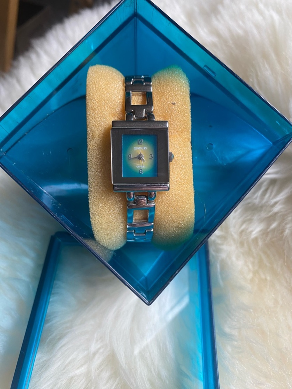 Silver Rumors Bracelet Watch with Blue-Green Dial Y2K